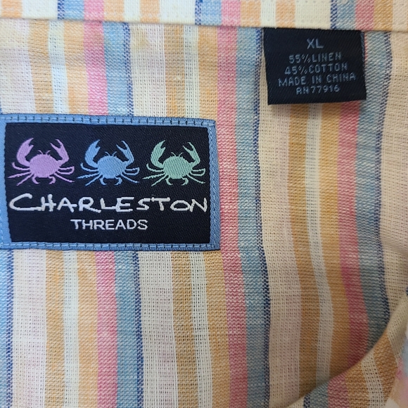 (656) Charleston Threads Men's Casual Linen Short Sleeve Button Down Shirt, XL - Picture 9 of 15